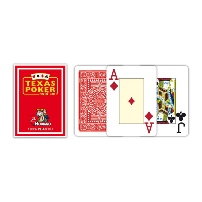 Texas Poker kaardid (jumbo, punane)