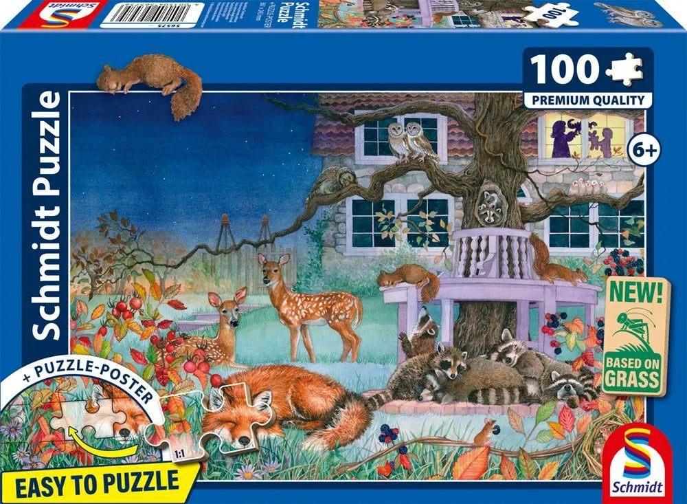 Pusle "Animal visit by night" 100 tk-w008 WHSX Jigsaw Puzzles-Brain Games OÜ