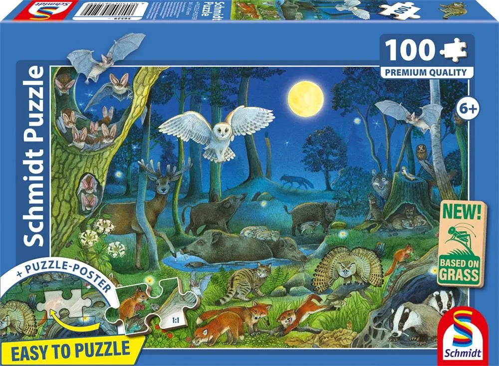 Pusle "Animals in a night-time forest" 100 tk-w008 WHSX Jigsaw Puzzles-Brain Games OÜ