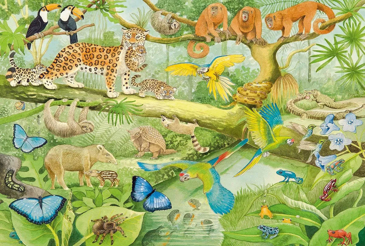 Pusle "Animals in the Rainforest" 100 tk-w008 WHSX Jigsaw Puzzles-Brain Games OÜ