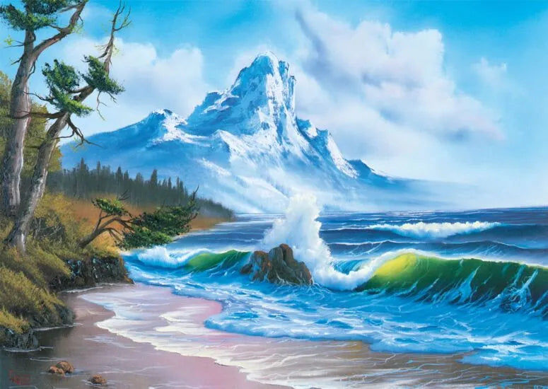 Pusle "Bob Ross, Mountain by the Sea" 1000 tk-w008 WHSX Jigsaw Puzzles-Brain Games OÜ