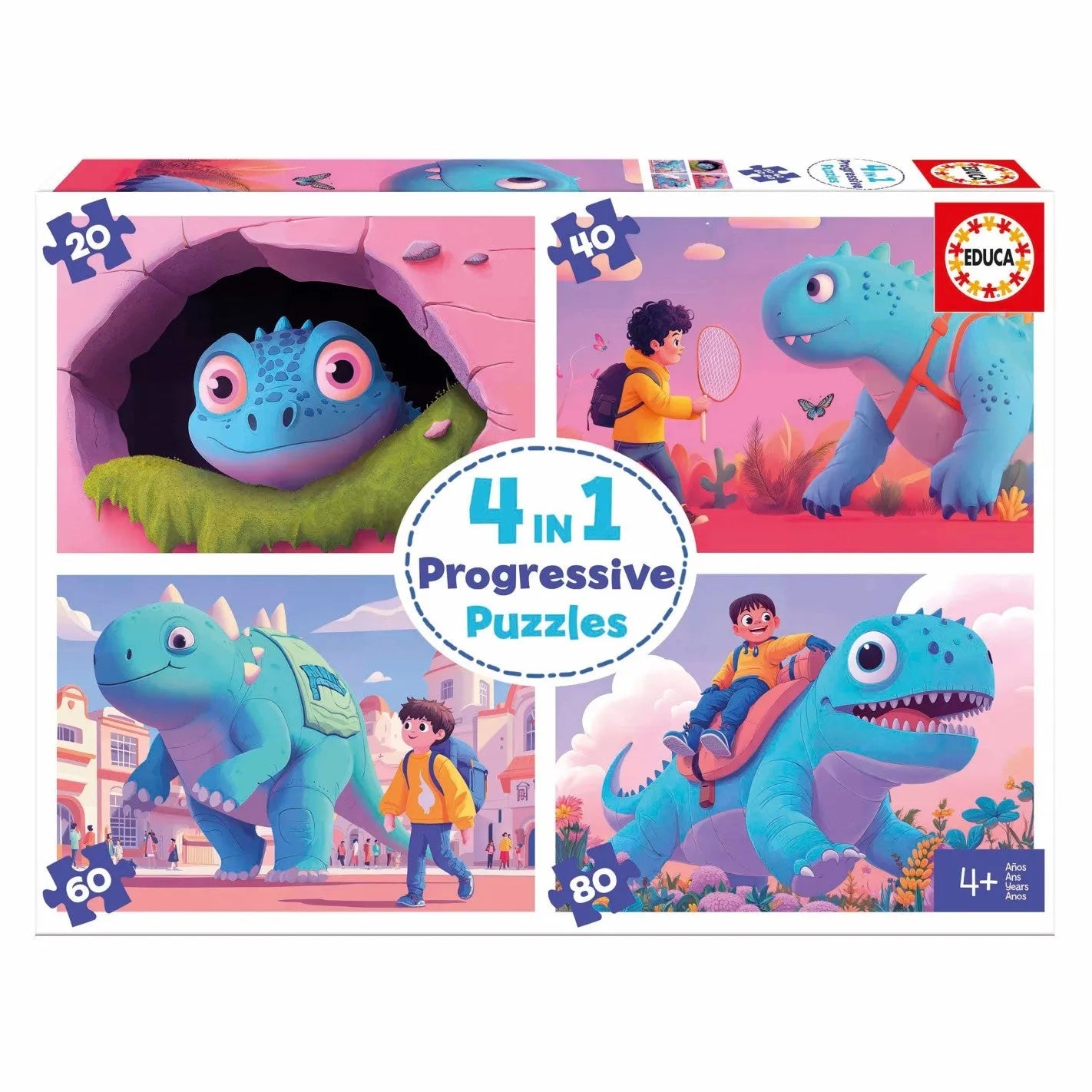 Pusle "Friendly Dinos" 20-40-60-80 tk-w108 WHS Jigsaw Puzzles-Brain Games OÜ