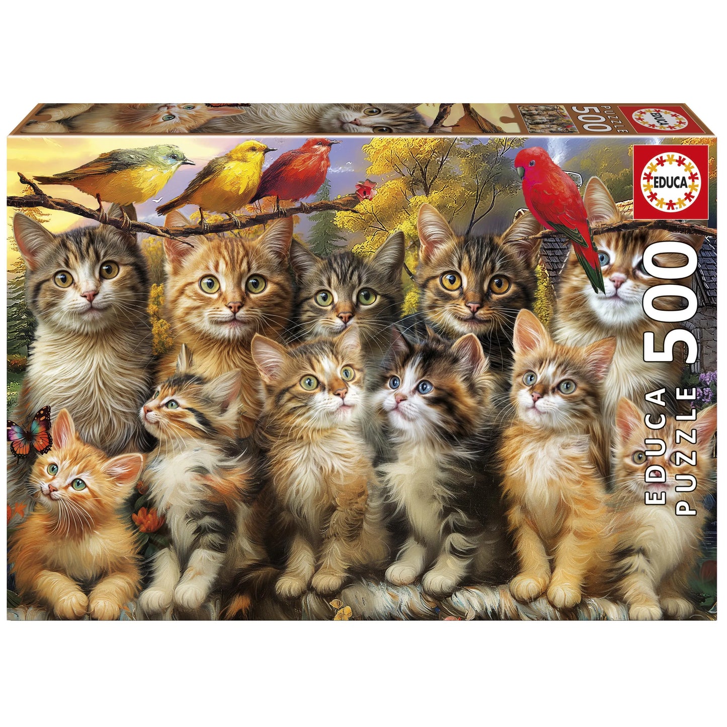 Pusle "Kittens and birds" 500 tk-w008 WHSX Jigsaw Puzzles-Brain Games OÜ