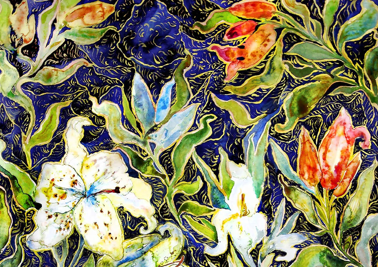Pusle "Lilies on blue" 1000 tk-w108 WHS Jigsaw Puzzles-Brain Games OÜ