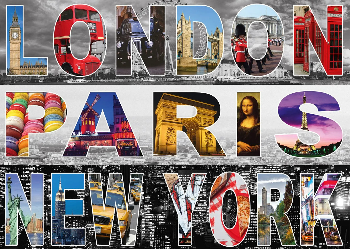 Pusle "London, Paris, New York" 1000 tk-w008 WHSX Jigsaw Puzzles-Brain Games OÜ