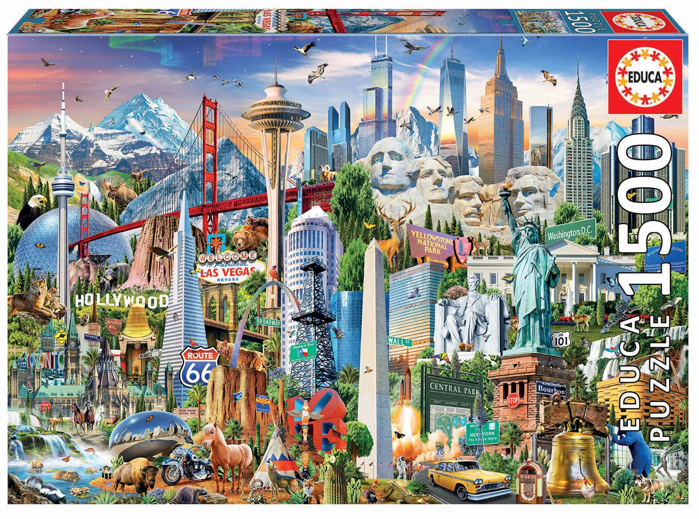 Pusle "North America Landmarks" 1500 tk-w008 WHSX Jigsaw Puzzles-Brain Games OÜ