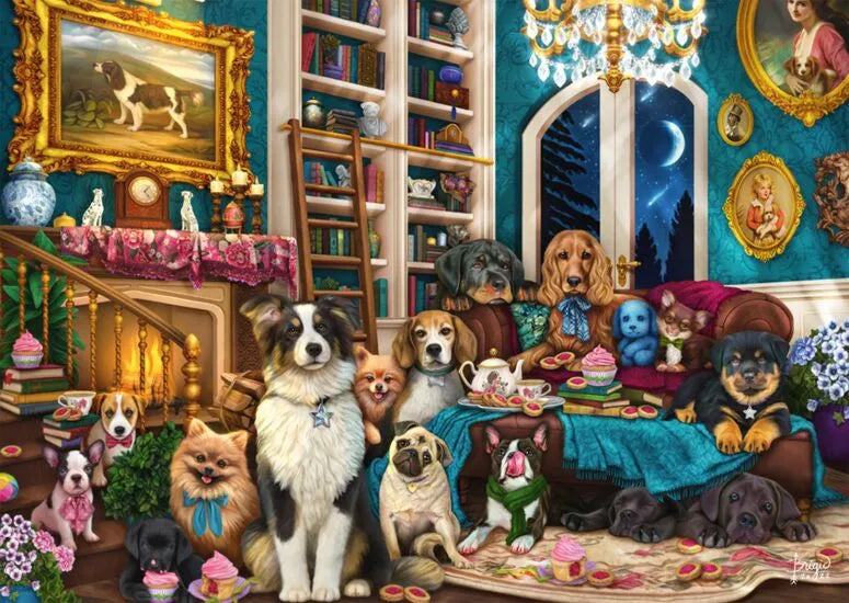 Pusle "Party in the library" 1000 tk-w008 WHSX Jigsaw Puzzles-Brain Games OÜ