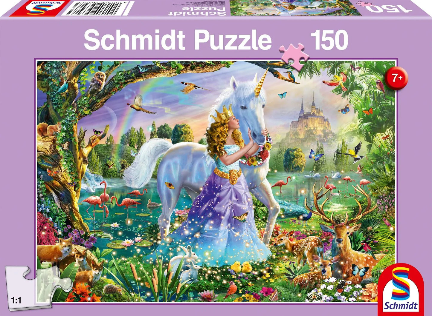 Pusle "Princess, Unicorn and Castle" 150 tk-w008 WHSX Jigsaw Puzzles-Brain Games OÜ