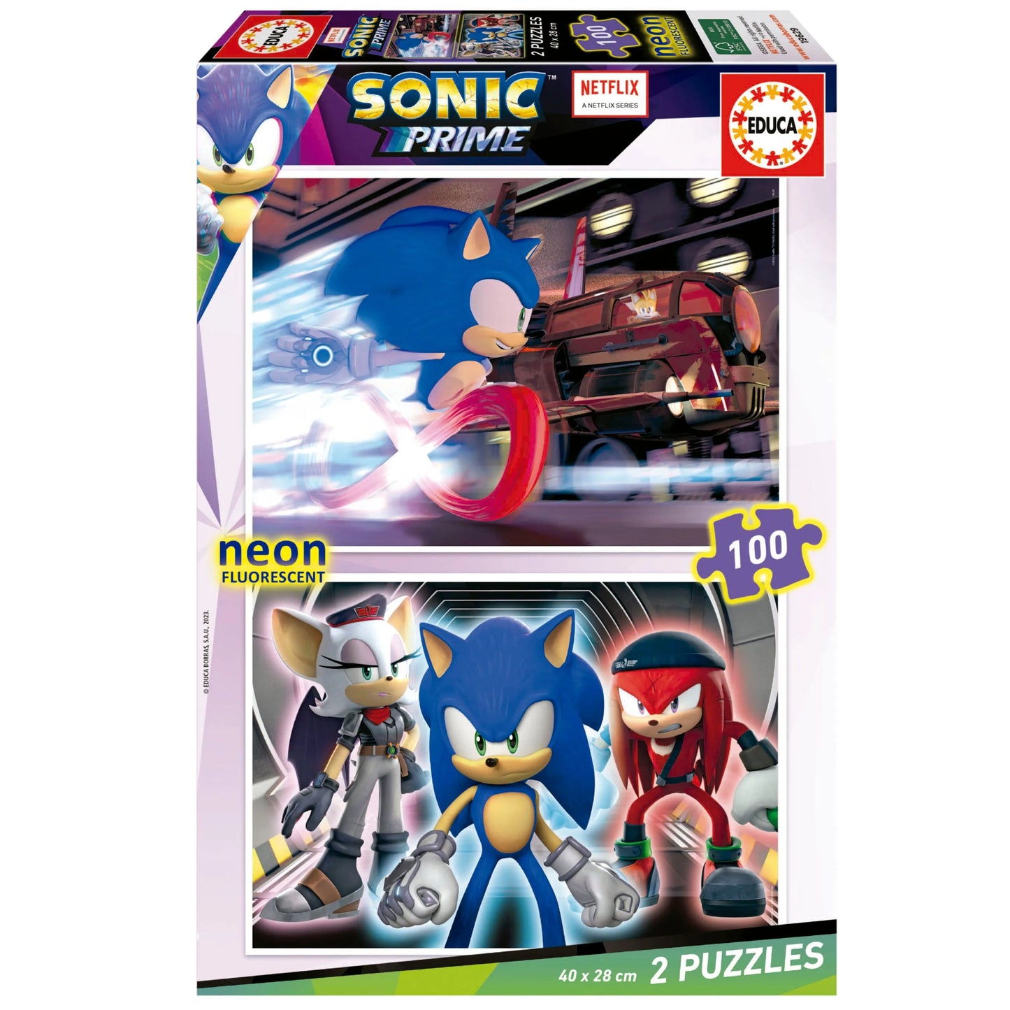 Pusle "Sonic Prime Neon" 2 x 100 tk-w008 WHSX Jigsaw Puzzles-Brain Games OÜ