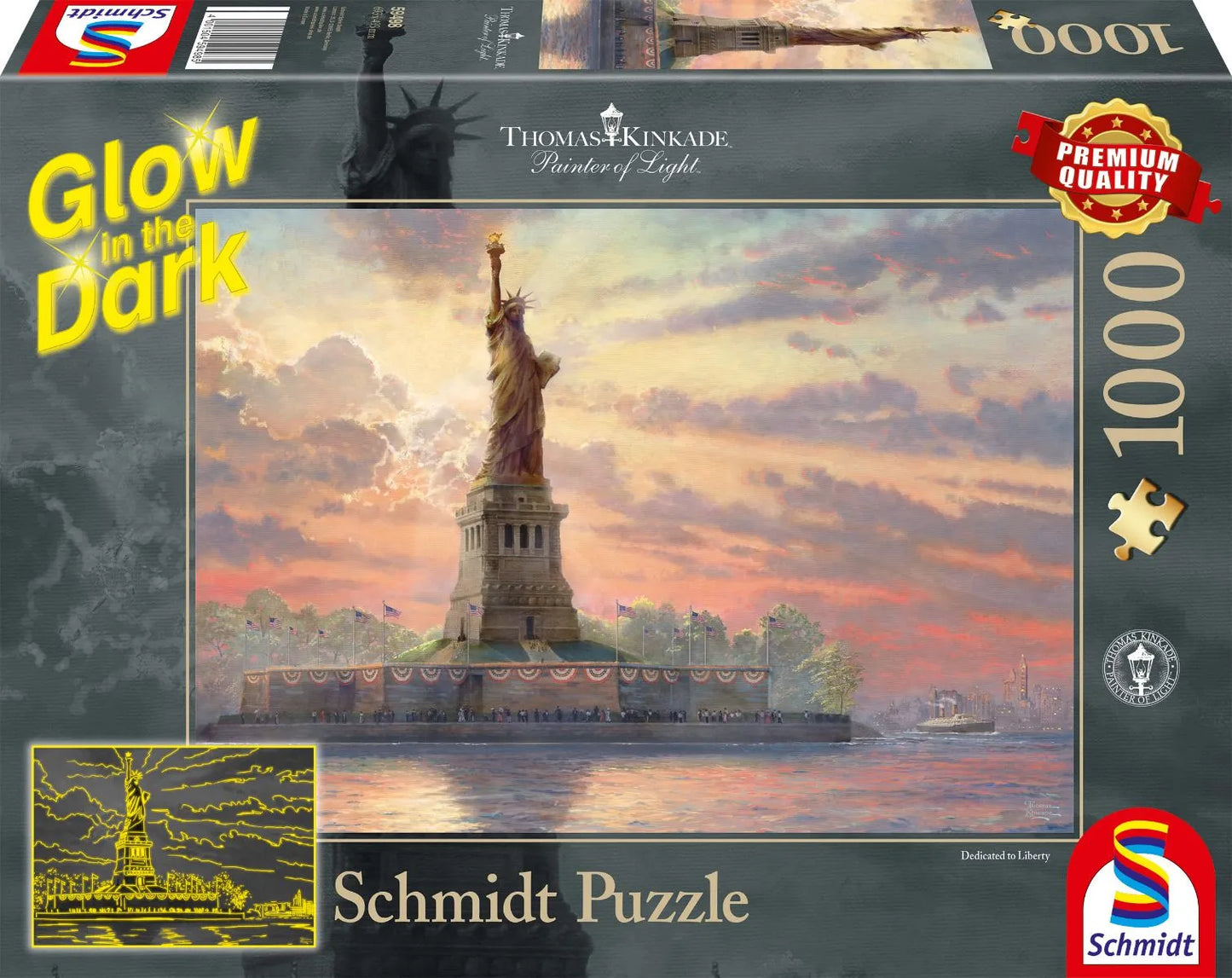 Pusle "Statue of Liberty in the Twilight, Glow in the Dark" 1000 tk-w008 WHSX Jigsaw Puzzles-Brain Games OÜ