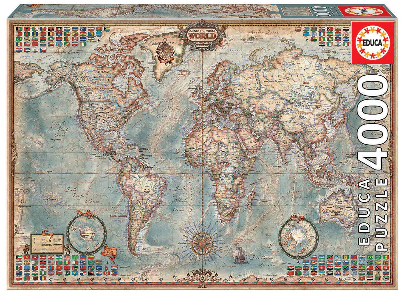 Pusle "The world, executive map" 4000 tk-w008 WHSX Jigsaw Puzzles-Brain Games OÜ