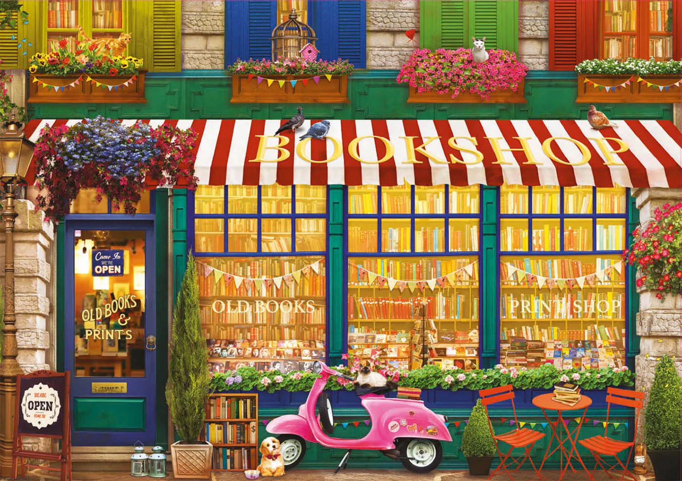 Pusle "Vintage Bookshop" 4000 tk-w008 WHSX Jigsaw Puzzles-Brain Games OÜ