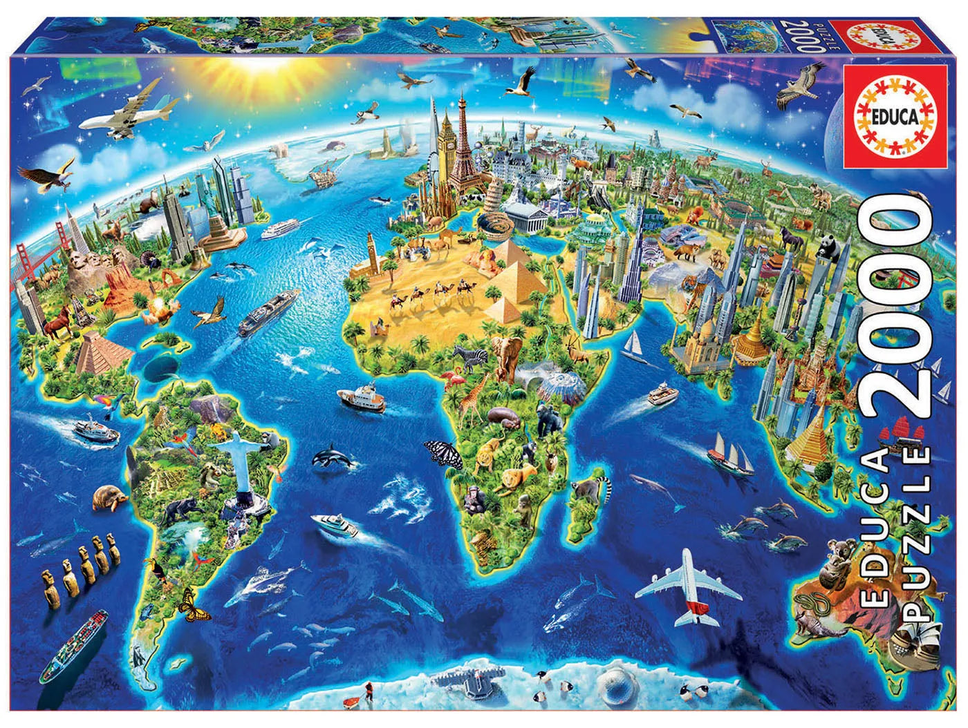 Pusle "World Landmarks Globe" 2000 tk-w008 WHSX Jigsaw Puzzles-Brain Games OÜ
