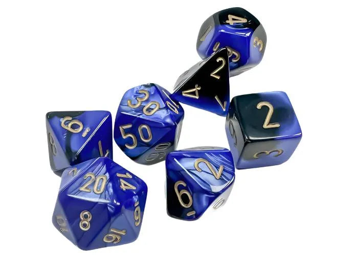 Täringukomplekt Gemini Black & Blue - Gold (7)-001 Board / Card Games-Brain Games OÜ