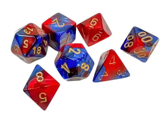 Täringukomplekt Gemini Blue & Red - Gold (7)-004 Accessories-Brain Games OÜ