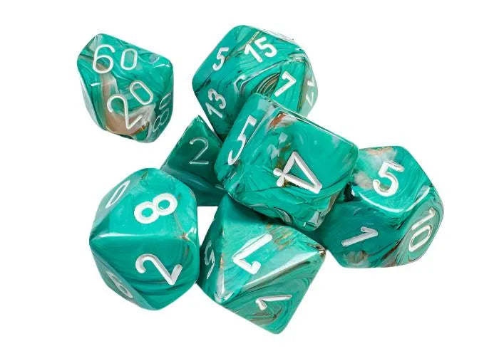 Täringukomplekt Marble Oxi-Copper - White (7)-004 Accessories-Brain Games OÜ