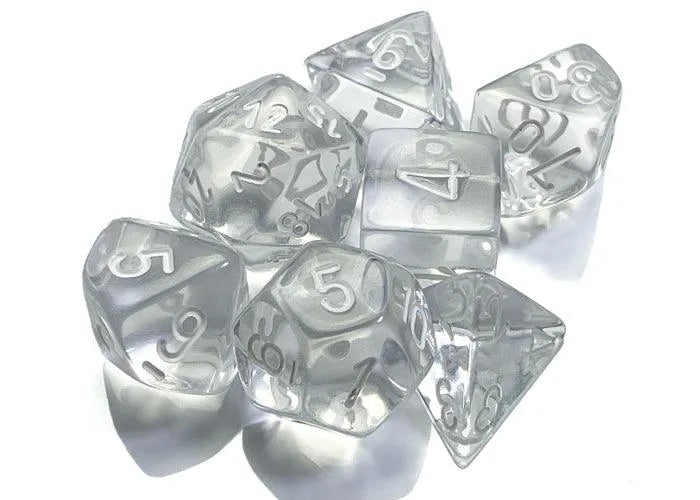 Täringukomplekt Translucent Clear - White (7)-004 Accessories-Brain Games OÜ