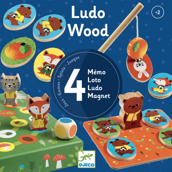 Õppemäng puidust "Ludo Wood - 4 games"