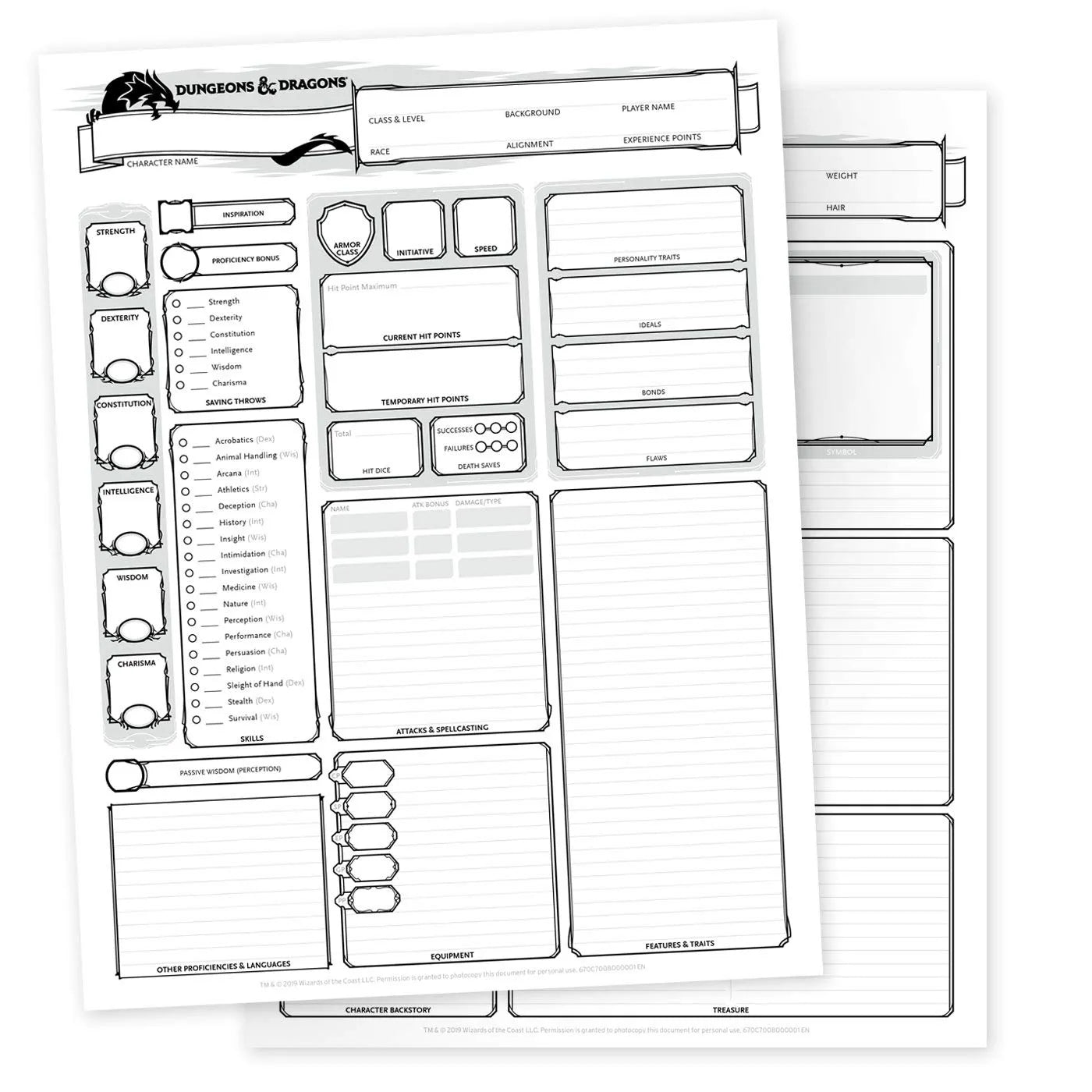 D&D 5th Ed. Character Sheets-001 Board / Card Games-Brain Games OÜ