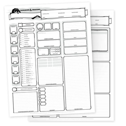 D&D 5th Ed. Character Sheets-001 Board / Card Games-Brain Games OÜ