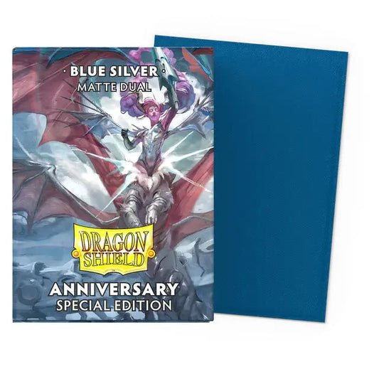 Dragon Shield Sleeves - Anniversary Special Edition: Blue Silver Matte Dual-104 Accessories-Brain Games OÜ