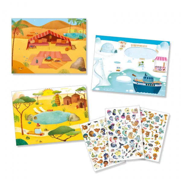 Kollaaži kleebised "Savannah, desert, and North Pole"-010 Toys-Brain Games OÜ