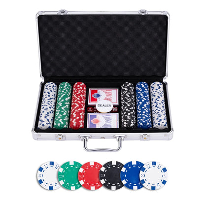 Pokkerikohver, hõbedane, 300 chips (11.5g)-105 Poker Sets-Brain Games OÜ