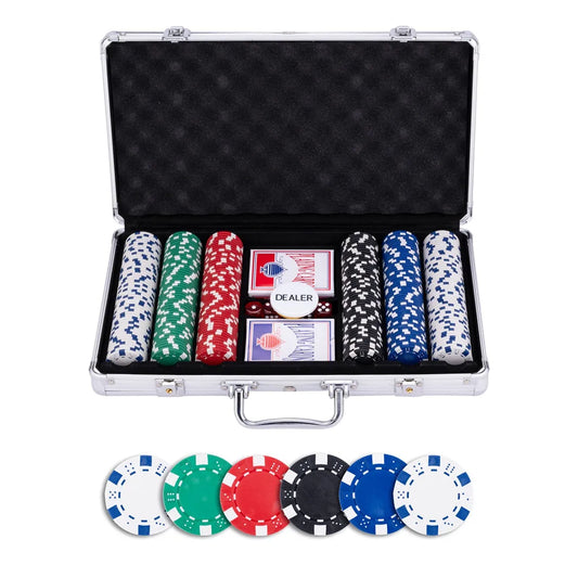 Pokkerikohver, hõbedane, 300 chips (11.5g)-105 Poker Sets-Brain Games OÜ