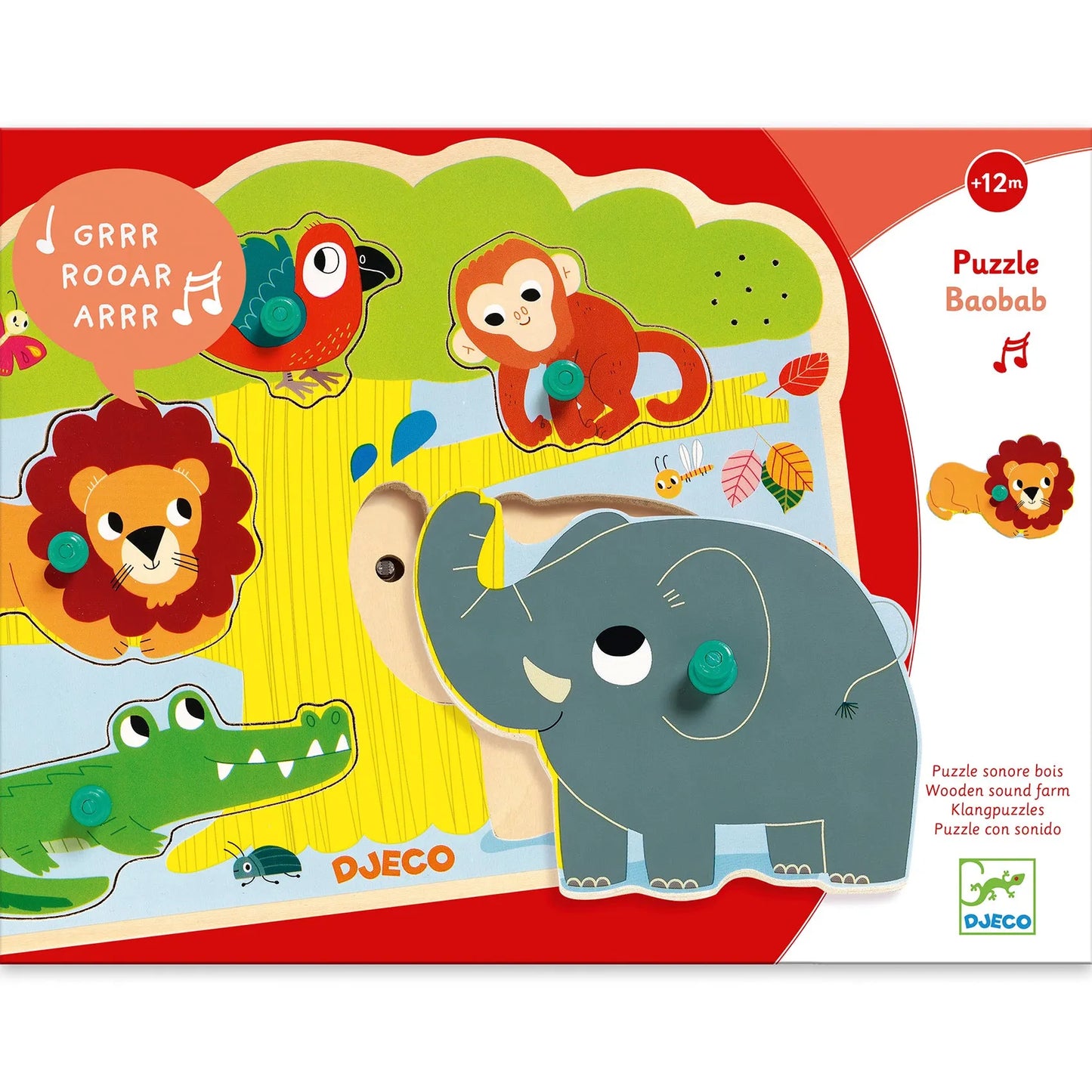 Puidust loomahäältega pusle "Baobab"-010 Toys-Brain Games OÜ
