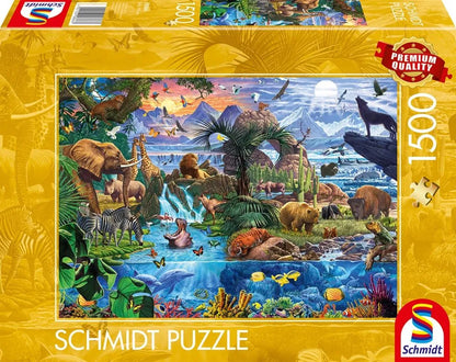 Pusle "A wildlife panorama" 1500 tk-w008 WHSX Jigsaw Puzzles-Brain Games OÜ
