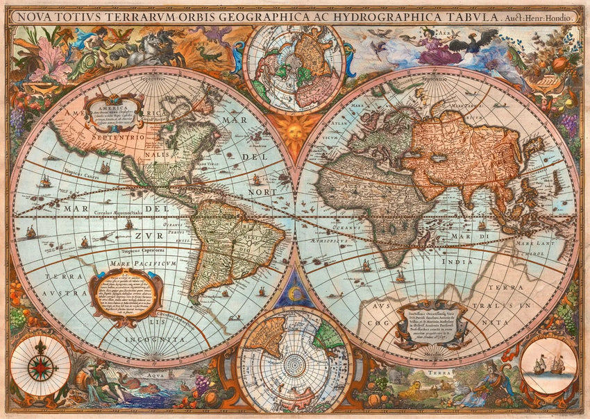 Pusle "Ancient World Map" 3000 tk-w008 WHSX Jigsaw Puzzles-Brain Games OÜ