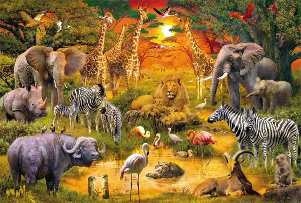 Pusle "Animals in Africa" 150 tk-w008 WHSX Jigsaw Puzzles-Brain Games OÜ