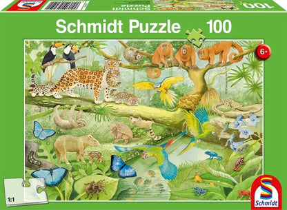 Pusle "Animals in the Rainforest" 100 tk-w008 WHSX Jigsaw Puzzles-Brain Games OÜ