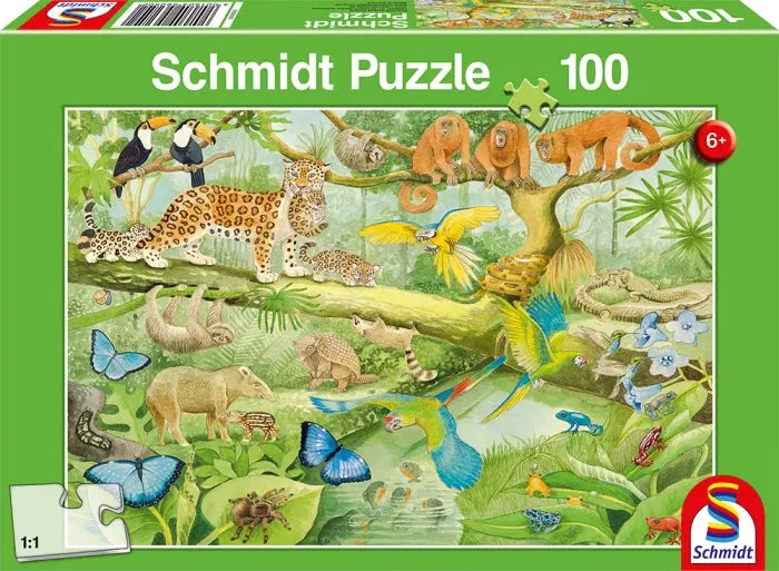 Pusle "Animals in the Rainforest" 100 tk-w008 WHSX Jigsaw Puzzles-Brain Games OÜ