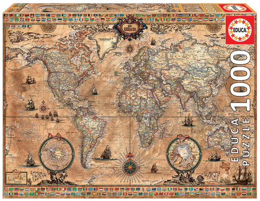 Pusle "Antique world map" 1000 tk-w008 WHSX Jigsaw Puzzles-Brain Games OÜ