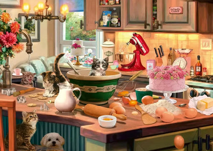 Pusle "At the kitchen table" 1000 tk-w008 WHSX Jigsaw Puzzles-Brain Games OÜ