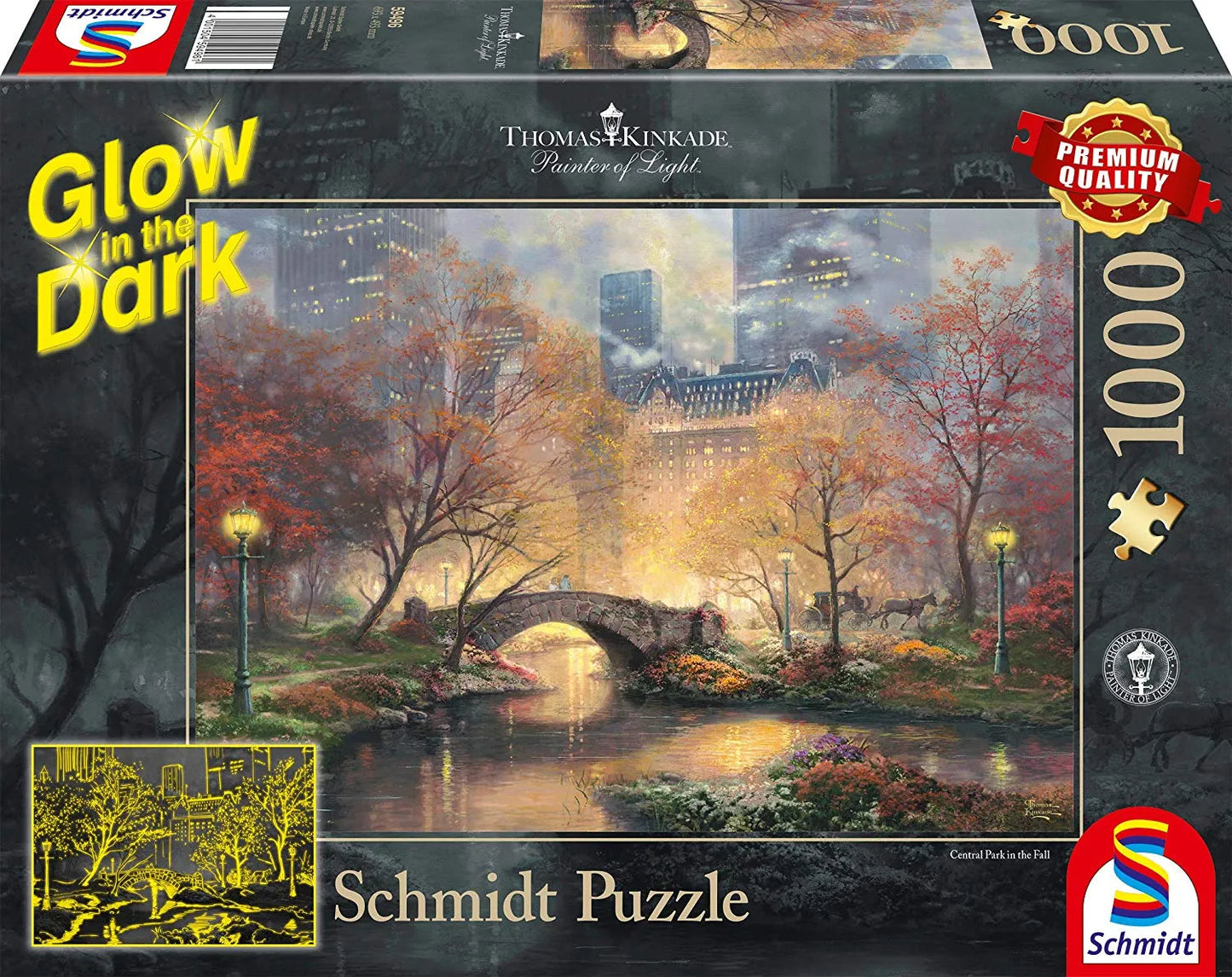 Pusle "Autumn in Central Park, Glow in the Dark" 1000 tk-w008 WHSX Jigsaw Puzzles-Brain Games OÜ
