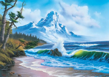 Pusle "Bob Ross, Mountain by the Sea" 1000 tk-w008 WHSX Jigsaw Puzzles-Brain Games OÜ