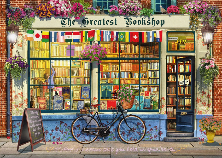 Pusle "Bookstore" 1000 tk-w008 WHSX Jigsaw Puzzles-Brain Games OÜ