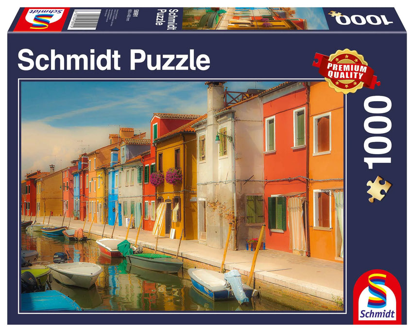 Pusle "Bright Houses on the Island of Burano" 1000 tk-w008 WHSX Jigsaw Puzzles-Brain Games OÜ