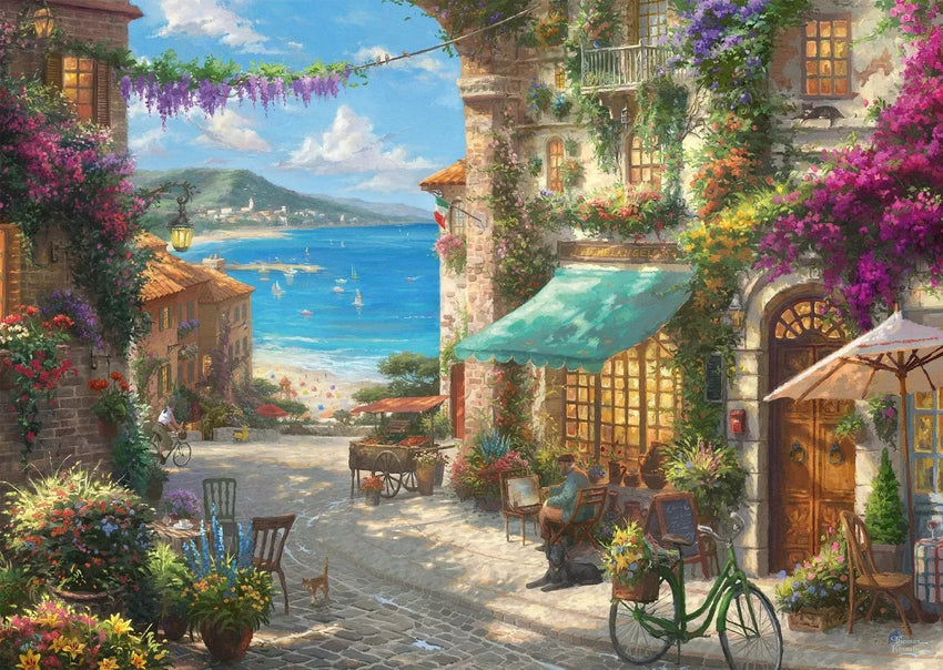 Pusle "Café on the Italien Riviera" 1000 tk-w008 WHSX Jigsaw Puzzles-Brain Games OÜ