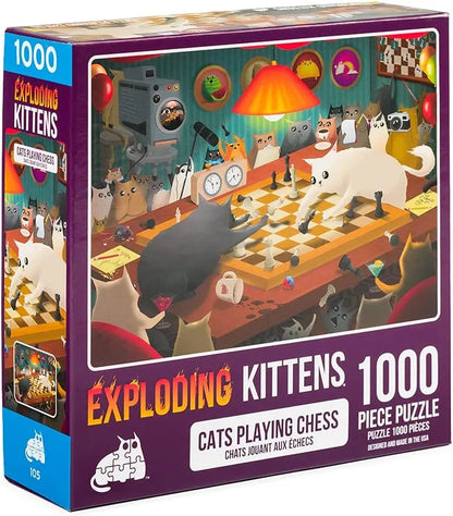 Pusle "Cats Playing Chess" 1000 tk-w008 WHSX Jigsaw Puzzles-Brain Games OÜ