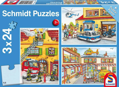 Pusle "Fire brigade and police" 3x24 tk-w008 WHSX Jigsaw Puzzles-Brain Games OÜ