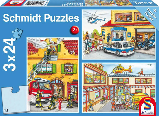 Pusle "Fire brigade and police" 3x24 tk-w008 WHSX Jigsaw Puzzles-Brain Games OÜ