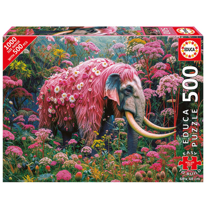 Pusle "Floral elephant" 500 tk-w008 WHSX Jigsaw Puzzles-Brain Games OÜ