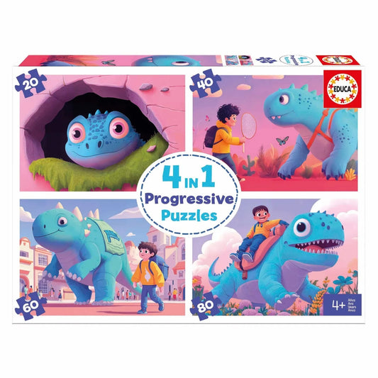 Pusle "Friendly Dinos" 20-40-60-80 tk-w108 WHS Jigsaw Puzzles-Brain Games OÜ