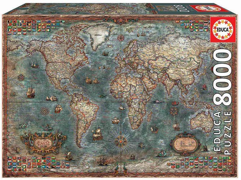 Pusle "Historical World Map" 8000 tk-w008 WHSX Jigsaw Puzzles-Brain Games OÜ