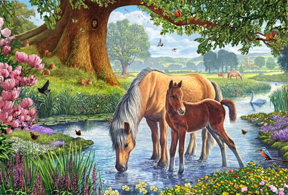 Pusle "Horses by the Stream" 150 tk-w008 WHSX Jigsaw Puzzles-Brain Games OÜ