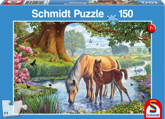 Pusle "Horses by the Stream" 150 tk-w008 WHSX Jigsaw Puzzles-Brain Games OÜ