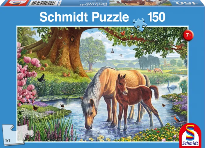 Pusle "Horses by the Stream" 150 tk-w008 WHSX Jigsaw Puzzles-Brain Games OÜ